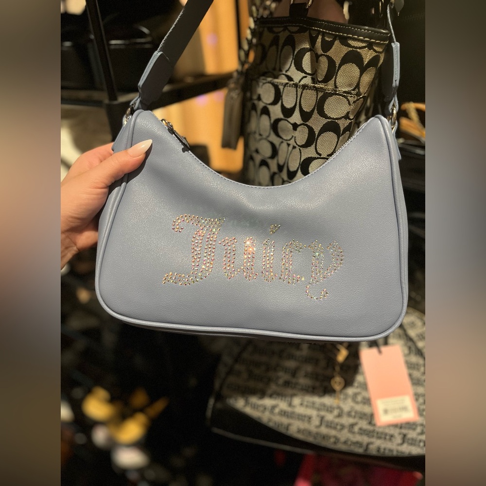 Juicy Couture baby blue shoulder bag with rhinestones NWT 🤍